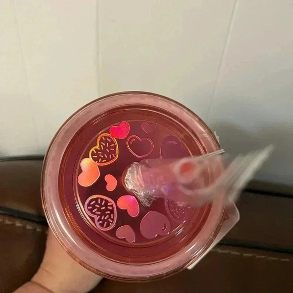 NWT Dunkin Donuts Limited Edition 2024 Valentines Tumbler Heart Straw Pink - Picture 2 of 3